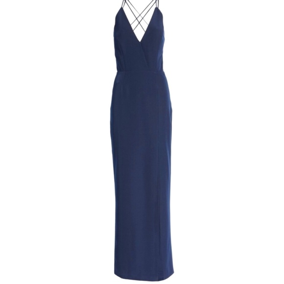 Wayf Dresses & Skirts - NWT Wayf Navy Blue Scrappy Hayden Dress Size Small Maxi Slit